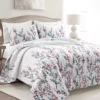 Mirabelle Blue & Dark Pink Watercolor Floral Full/Queen 3-Piece Quilt Set -Northlight Sales Store 810595972