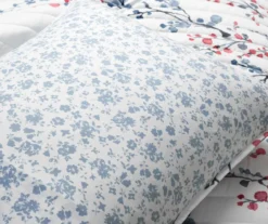 Mirabelle Blue & Dark Pink Watercolor Floral Full/Queen 3-Piece Quilt Set -Northlight Sales Store 810595972 5