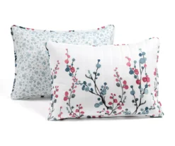 Lush Decor Mirabelle Blue & Dark Pink Watercolor Floral Quilt Set -Northlight Sales Store 810595972 6 1