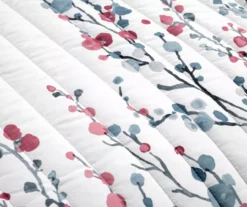 Lush Decor Mirabelle Blue & Dark Pink Watercolor Floral Quilt Set -Northlight Sales Store 810595973 2