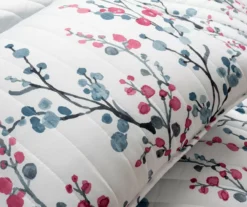 Lush Decor Mirabelle Blue & Dark Pink Watercolor Floral Quilt Set -Northlight Sales Store 810595973 4