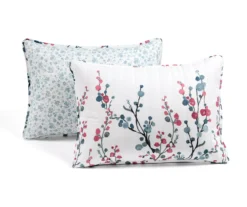 Lush Decor Mirabelle Blue & Dark Pink Watercolor Floral Quilt Set -Northlight Sales Store 810595973 6