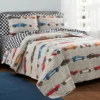 Lush Decor Beige Multi-Color Race Cars Quilt Set -Northlight Sales Store 810595974