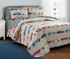 Lush Decor Beige Multi-Color Race Cars Quilt Set -Northlight Sales Store 810595975