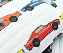 White Multi-Color Race Cars Reversible Twin 2-Piece Quilt Set 13 White Multi-Color Race Cars Reversible Twin 2-Piece Quilt Set -Northlight Sales Store 810595976 4 1