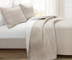 Hygge Beige & Wheat Geometric Reversible Full/Queen 3-Piece Quilt Set -Northlight Sales Store 810595992 1