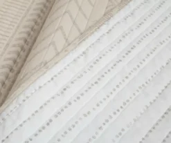 Hygge Beige & Wheat Geometric Reversible Full/Queen 3-Piece Quilt Set -Northlight Sales Store 810595992 3