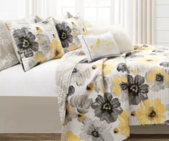 Lush Decor Leah Yellow & Gray Floral Reversible Quilt Set -Northlight Sales Store 810595997 1