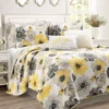 Lush Decor Leah Yellow & Gray Floral Reversible Quilt Set -Northlight Sales Store 810595998