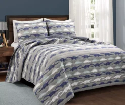 Lush Decor Navy & Gray Dinosaur Reversible Quilt Set -Northlight Sales Store 810596000 4
