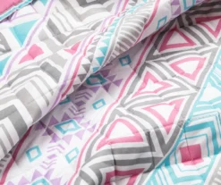 Lush Decor Pink & Turquoise Geometric Stripe Reversible Quilt Set -Northlight Sales Store 810596001 2 1