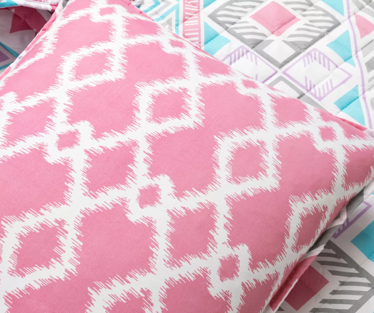 Pink & Turquoise Geometric Stripe Reversible Twin 2-Piece Quilt Set 8 Pink & Turquoise Geometric Stripe Reversible Twin 2-Piece Quilt Set - Image 6