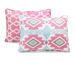 Lush Decor Pink & Turquoise Geometric Stripe Reversible Quilt Set -Northlight Sales Store 810596001 6 1