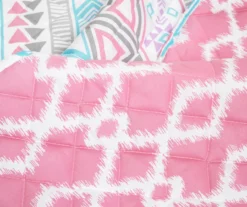 Lush Decor Pink & Turquoise Geometric Stripe Reversible Quilt Set -Northlight Sales Store 810596003 3