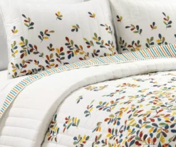 Lush Decor White & Multi-Color Boho Leaf Reversible Quilt Set -Northlight Sales Store 810596013 2