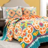 Lush Decor Orange & Turquoise Boho Floral Reversible Quilt Set 2 Lush Decor Orange & Turquoise Boho Floral Reversible Quilt Set -Northlight Sales Store 810596016
