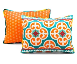 Lush Decor Orange & Turquoise Boho Floral Reversible Quilt Set -Northlight Sales Store 810596016 6