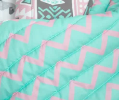 Pink & Aqua Boho Llama Reversible Twin 2-Piece Quilt Set -Northlight Sales Store 810596018 3 1