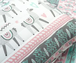 Lush Decor Pink & Aqua Boho Llama Reversible Quilt Set -Northlight Sales Store 810596018 4