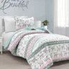 Pink & Aqua Boho Llama Reversible Twin 2-Piece Quilt Set -Northlight Sales Store 810596018 8