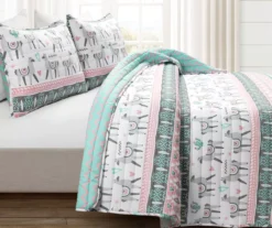 Lush Decor Pink & Aqua Boho Llama Reversible Quilt Set -Northlight Sales Store 810596019 1