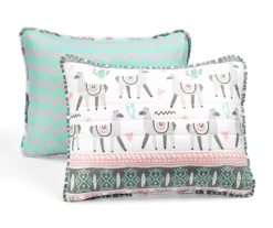 Lush Decor Pink & Aqua Boho Llama Reversible Quilt Set -Northlight Sales Store 810596019 6