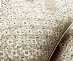 Tan & Beige Bohemian Pattern Stripe Reversible Full/Queen 3-Piece Quilt Set -Northlight Sales Store 810596020 5 1