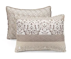 Tan & Beige Bohemian Pattern Stripe Reversible Full/Queen 3-Piece Quilt Set -Northlight Sales Store 810596020 6