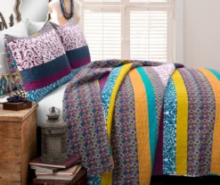 Lush Decor Bohemian Pattern Stripe Reversible Quilt Set 32 Lush Decor Bohemian Pattern Stripe Reversible Quilt Set -Northlight Sales Store 810596023 1
