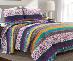 Lush Decor Bohemian Pattern Stripe Reversible Quilt Set 23 Lush Decor Bohemian Pattern Stripe Reversible Quilt Set -Northlight Sales Store 810596023
