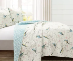 Lush Decor White, Blue & Pink Bird & Floral Reversible Quilt Set -Northlight Sales Store 810596024 1