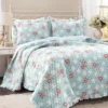 Lush Decor Blue & Blush Floral Ruffle-Trim Reversible Quilt Set -Northlight Sales Store 810596027
