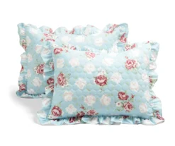 Lush Decor Blue & Blush Floral Ruffle-Trim Reversible Quilt Set -Northlight Sales Store 810596027 6