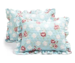 Lush Decor Blue & Blush Floral Ruffle-Trim Reversible Quilt Set -Northlight Sales Store 810596028 6