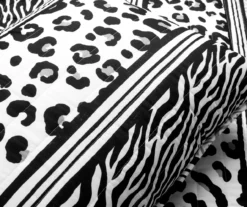 Lush Decor Black & White Animal Print Pattern Block Reversible Quilt Set -Northlight Sales Store 810596031 4