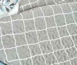 Aprile White, Blue & Gray Floral Reversible Full/Queen 3-Piece Quilt Set -Northlight Sales Store 810596032 3