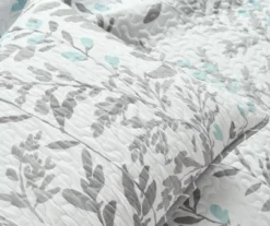 Aprile White, Blue & Gray Floral Reversible Full/Queen 3-Piece Quilt Set -Northlight Sales Store 810596032 4