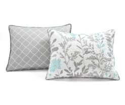 Aprile White, Blue & Gray Floral Reversible Full/Queen 3-Piece Quilt Set -Northlight Sales Store 810596032 6