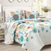 Lush Decor Ari Blue & Dusty Pink Flower Reversible Quilt Set 2 Lush Decor Ari Blue & Dusty Pink Flower Reversible Quilt Set -Northlight Sales Store 810596034
