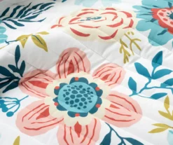 Lush Decor Ari Blue & Dusty Pink Flower Reversible Quilt Set -Northlight Sales Store 810596034 2