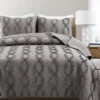 Avon Dark Gray Ruffled Helix Pattern Full/Queen 3-Piece Quilt Set -Northlight Sales Store 810596036