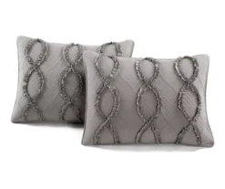 Avon Dark Gray Ruffled Helix Pattern Full/Queen 3-Piece Quilt Set -Northlight Sales Store 810596036 5