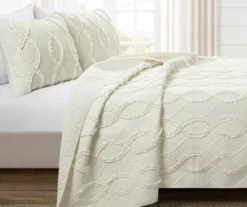 Lush Decor Avon Ivory Ruffled Helix Pattern Quilt Set -Northlight Sales Store 810596039 1
