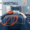 Navy & Orange Basketball Reversible Twin 4-Piece Quilt Set -Northlight Sales Store 810596044 1