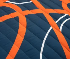 Navy & Orange Basketball Reversible Twin 4-Piece Quilt Set -Northlight Sales Store 810596044 2