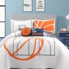 White & Orange Basketball Reversible Full/Queen 5-Piece Quilt Set -Northlight Sales Store 810596047 1