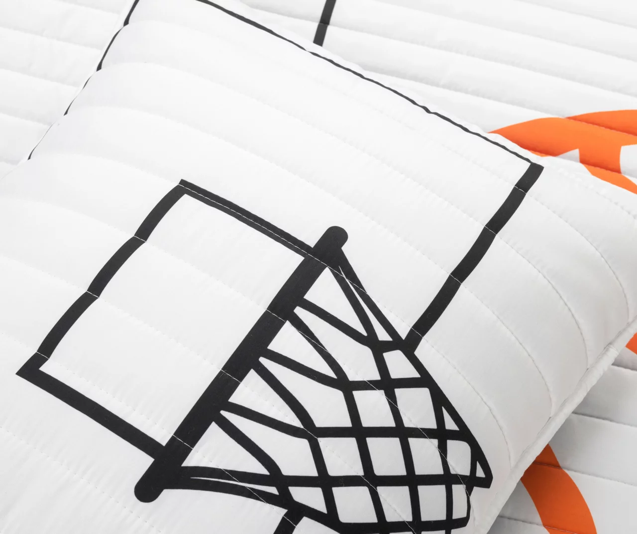 White & Orange Basketball Reversible Full/Queen 5-Piece Quilt Set 6 White & Orange Basketball Reversible Full/Queen 5-Piece Quilt Set - Image 4