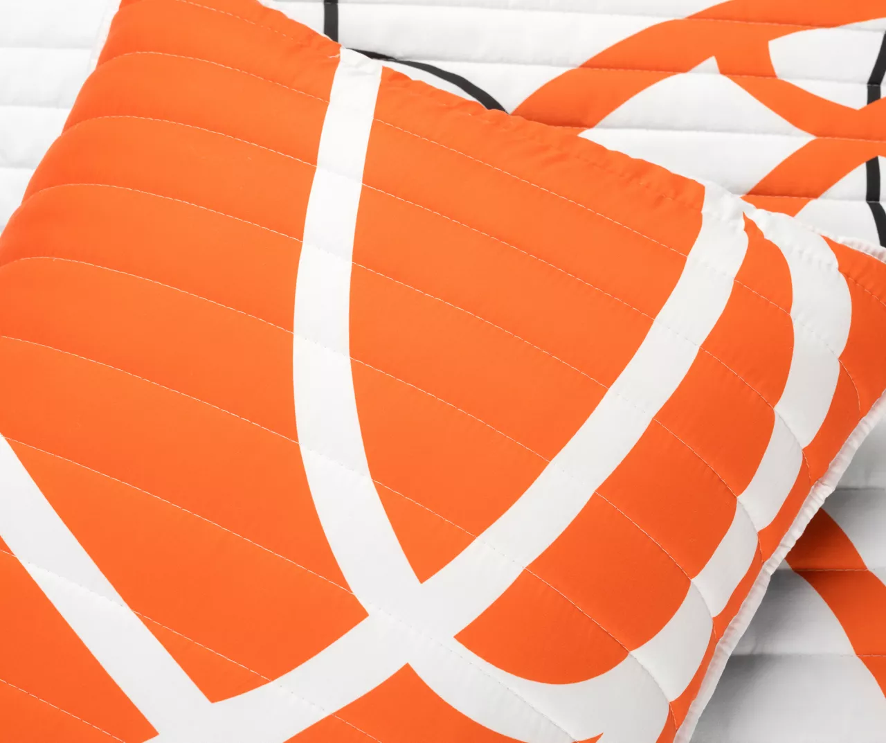 White & Orange Basketball Reversible Full/Queen 5-Piece Quilt Set 7 White & Orange Basketball Reversible Full/Queen 5-Piece Quilt Set - Image 5