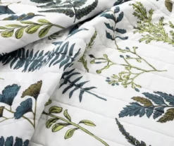 Devonia White & Green Botanical Reversible Cotton Full/Queen 3-Piece Quilt Set -Northlight Sales Store 810596064 3