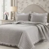Ella Light Gray Ruffle & Lace-Trim Full/Queen 3-Piece Quilt Set 1 Ella Light Gray Ruffle & Lace-Trim Full/Queen 3-Piece Quilt Set -Northlight Sales Store 810596066